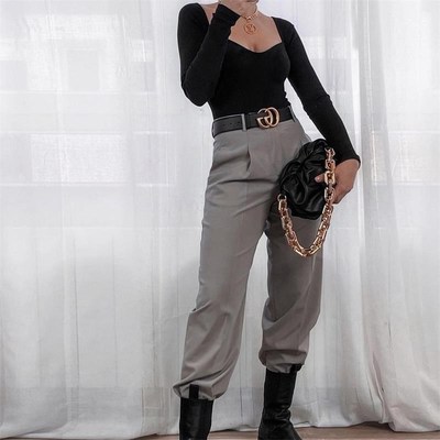 TRAF Women 2021 Fashion Stretch Slim Cropped Knitted Sweater