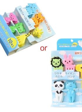 2020 New 10pcs/set Animal Food Fruit Picks ks Bento Lunch Bo