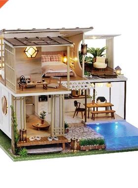 Mini Dollhouse 3D Handmade Model Wooden Double-decker Loft