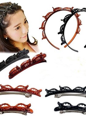 Fashion Double Layer Band Twist Plait Front Hair Clips Hairp