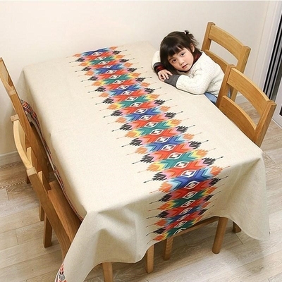 Geometric painted linen tablecloths table cloth gift folk st