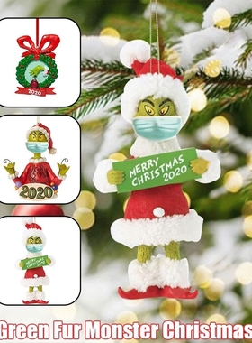 3PCS 2020 Grinch Christmas Ornaments Hanging with Date and