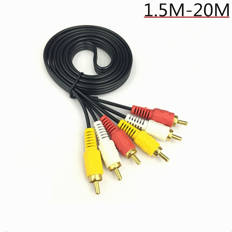 3RCA Male to 3 RCA Male Composite Audio Video AV Cable Plug