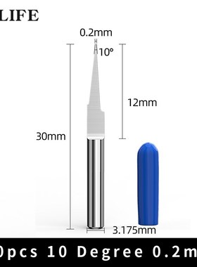 10pcs Durable 10 Degree  0.2mmCarbide Engraving Bits CNC Rou
