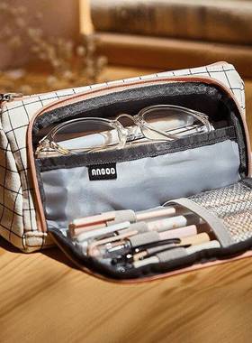 Large capacity pen bag canvas girls cute stationery bag