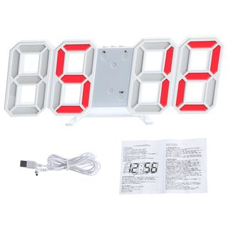 New 3D Digital Table Clock Wall Clock LED Nightlight Date Ti