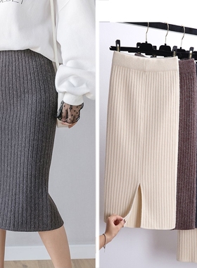 2022 Women Office Skirt Spring autumn Sexy Warm Knitted Blac