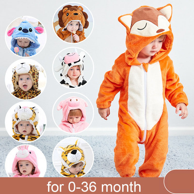 Newborn Baby Boy Clothing Animal Cartoon Hooded Jumpsuits Wi