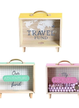 Ins Stylish Art Wood Piggy Bank Money Saving Box Bedroom Des