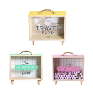 Ins Stylish Art Wood Piggy Bank Money Saving Box Bedroom Des