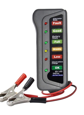 12V Auto Digital Battery Tester Alternator 6 LED Light Car