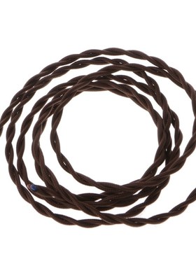 2M Coffee Twisted Wire Vintage Braided Fabric Light Cable El