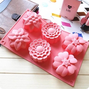 6 Flower Silicone Cake Mold Handmake DIY Bread Mould Silicon