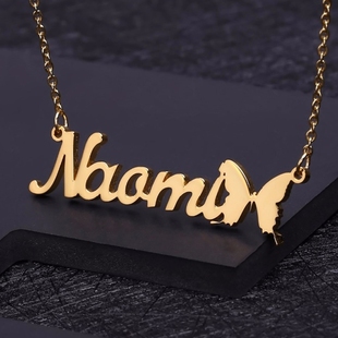 Personalized Name Necklace With  Butterfly Symbol Customized