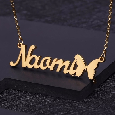 Personalized Name Necklace With  Butterfly Symbol Customized