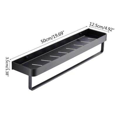 Wall Mounted Bathroom Shelf with Towel Bar Aluminum Shampoo