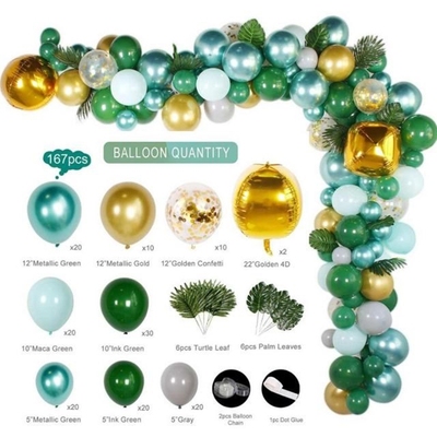 167PCS Green Balloons Garland Arch Rose Gold Confetti Ballon