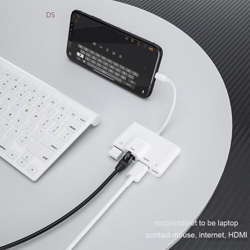 Hub RJ45 Ethernet HDMI to lightning Adapter for iPhone11Pro