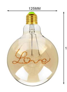 Retro Edison Bulb LED Filat LOVE G125 Ampoule Vintage Light