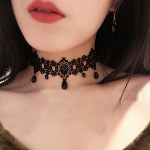 2017 fashion Gothic Victorian Crystal Tassel Tattoo Choker N