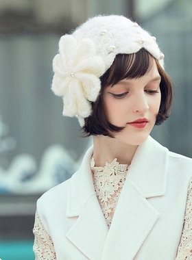 Winter Fall Knitted Beret Hat Women Handmade Sweet Lovely Fa