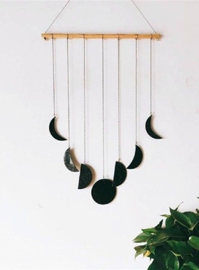 1 Set Moonphase Decor Acrylic Black Golden Boho Style