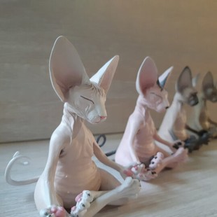 Sphynx Cat Meditate Collectible Figurines Miniature