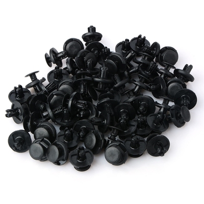 100Pcs Car 7mm Hole Plastic Rivets Fastener Push Clip Black