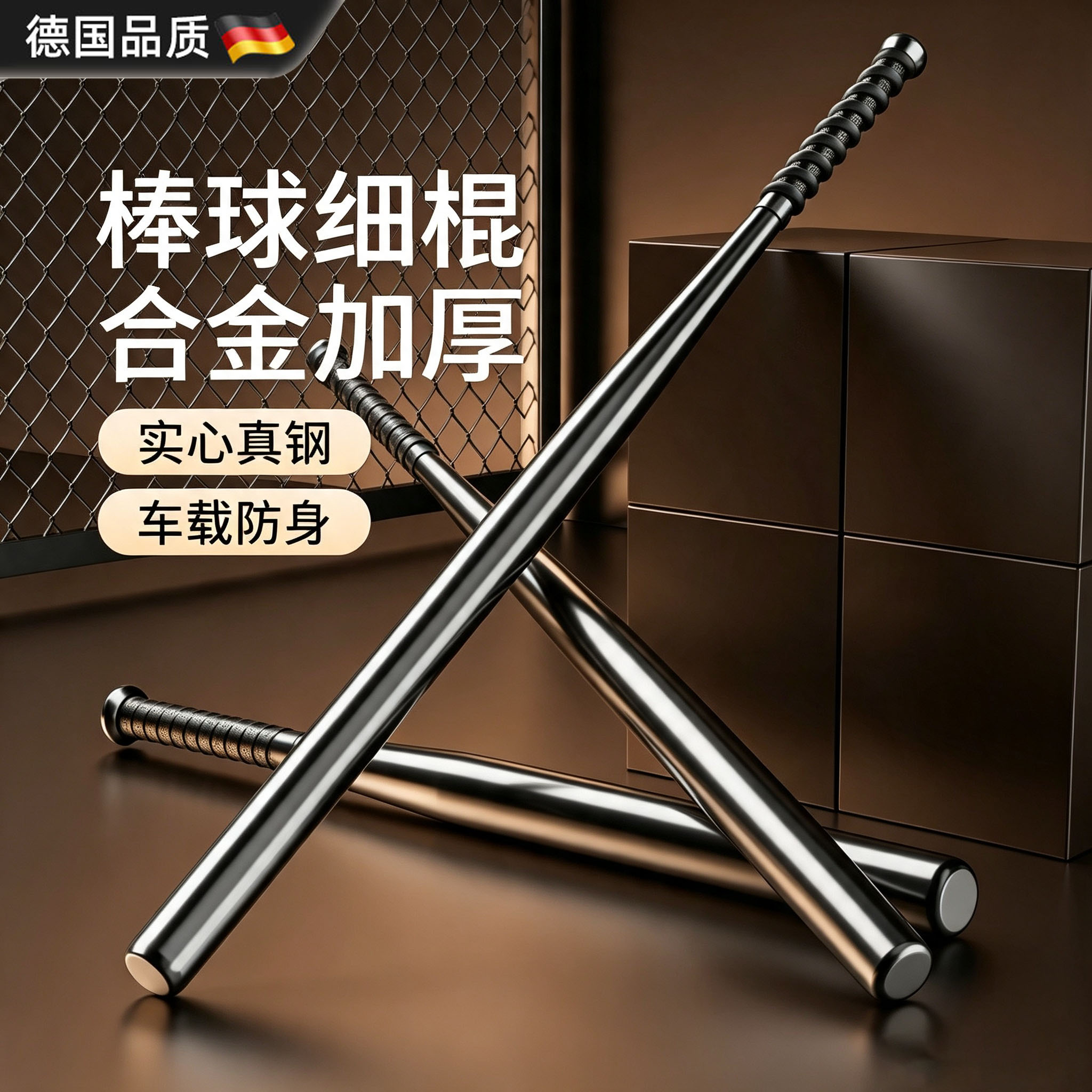 实心钢合法防身用品车载铁棒球棍