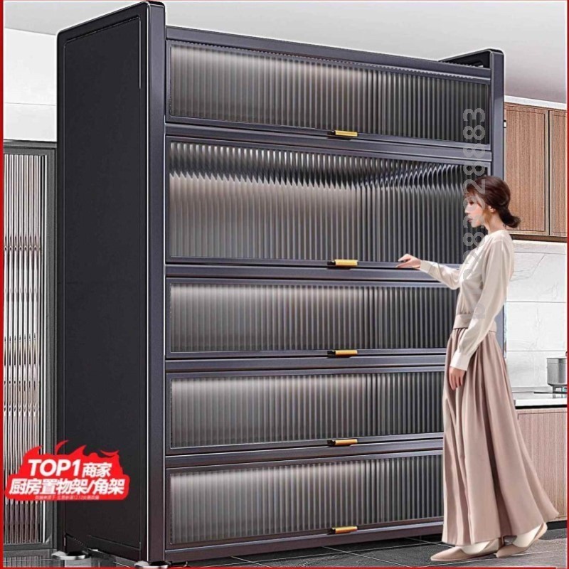 加长加厚多层厨房橱柜餐边柜微波炉组装收纳柜防水杂物柜置物架