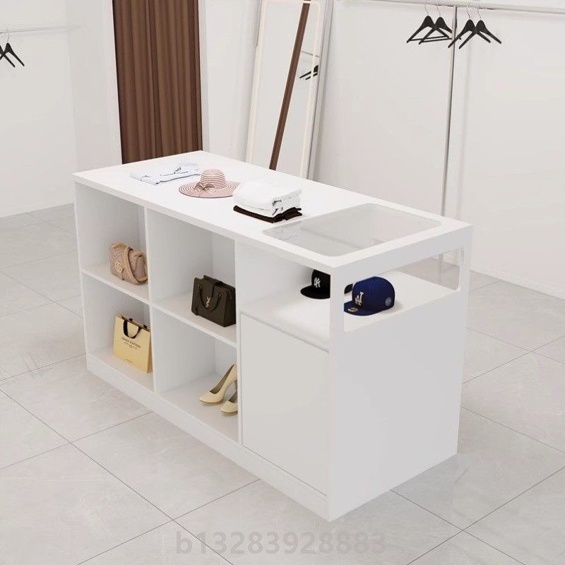 高档中岛台女装饰品精品玻璃展架流水台落地服装店柜子人台展示柜