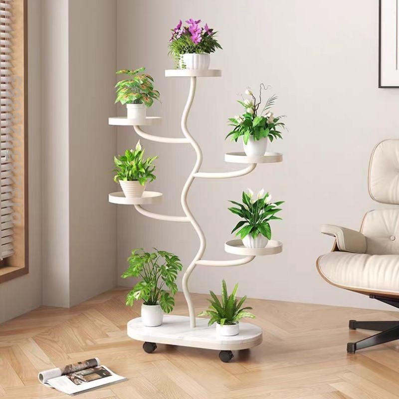 落地式花架客厅阳台可移动多层铁艺置物架兰花多肉花盆景摆放架子