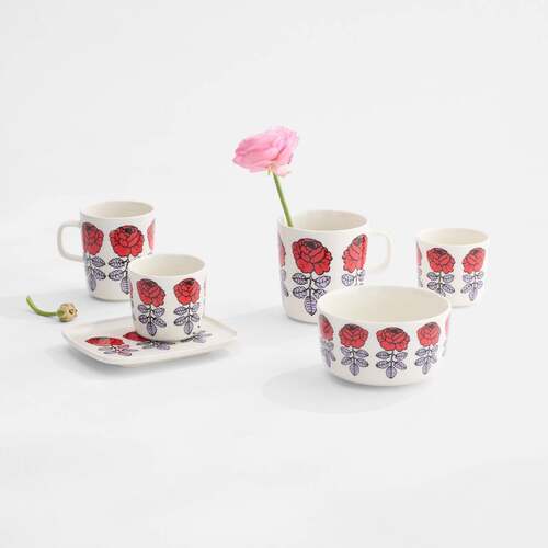 Marimekko 26年新品玛莉美歌 红玫瑰系列 手握  马克杯 碗 方盘