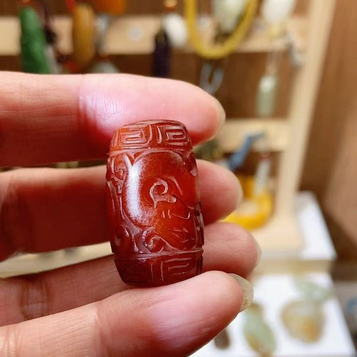 檀言蜜语珠宝 老红糖蜜蜡六字箴言路路通