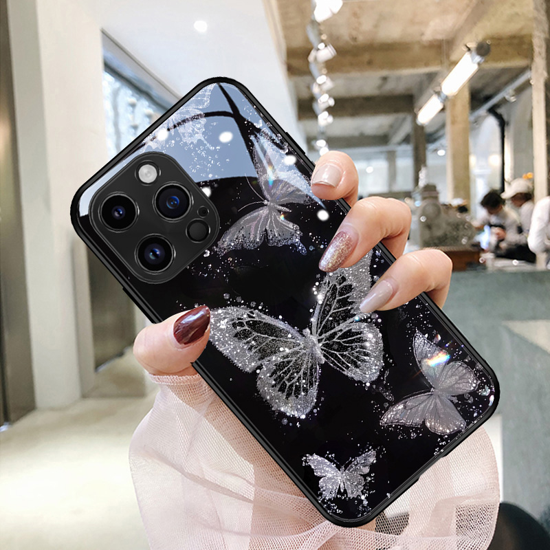 蝴蝶闪钻oppoa系列玻璃壳女款潮