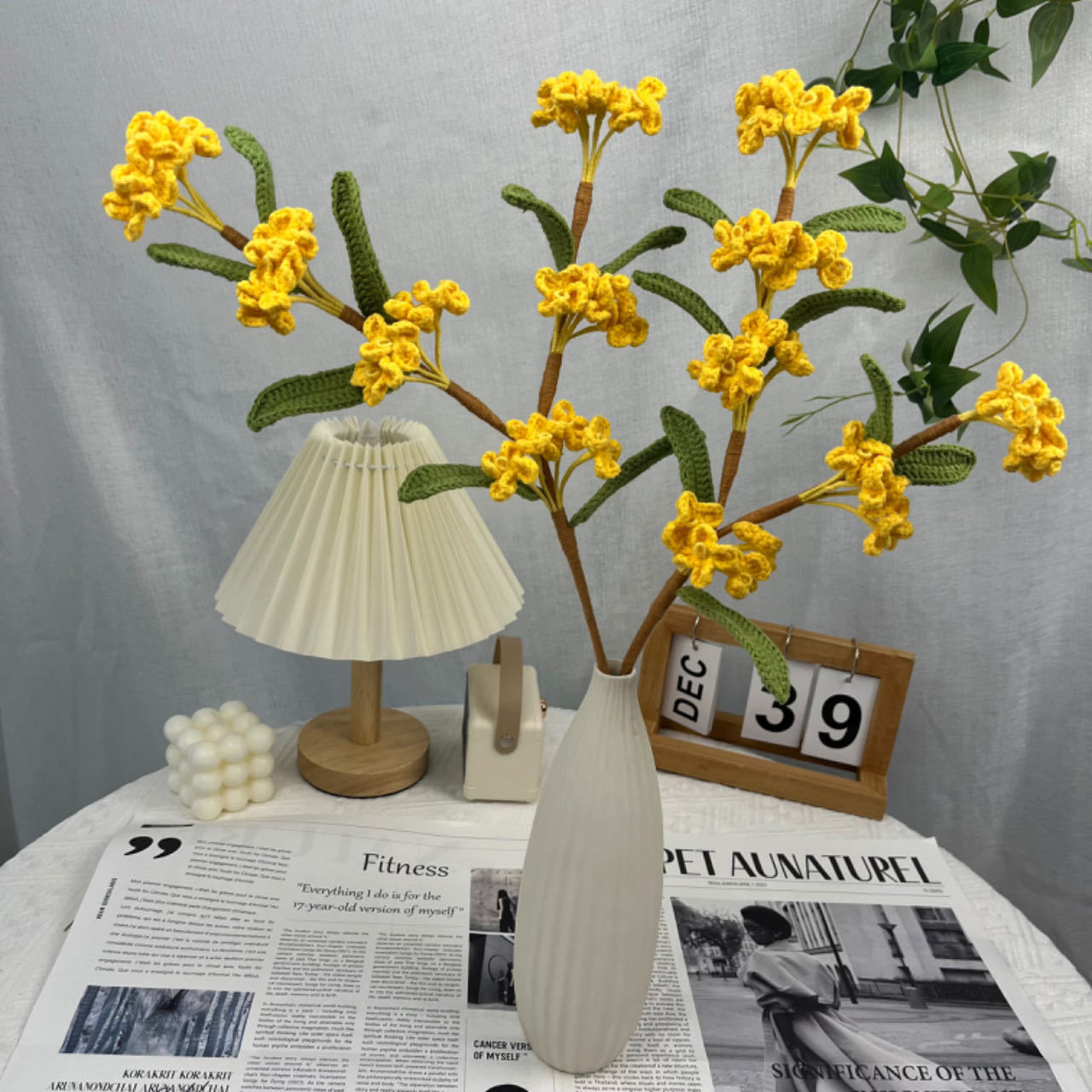 编织桂花花毛线针束花艺