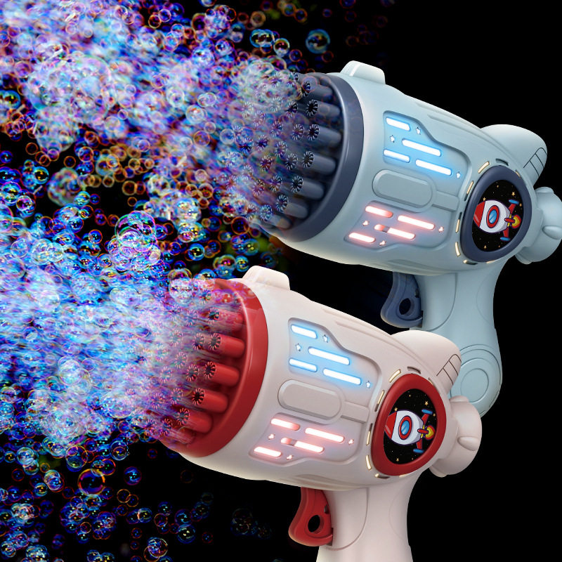 POPULAR 32-HOLE BAZOOKA BUBBLE GUN HAND-HELD GATLING CHILDRENS AUTOMATIC BUBBLE MACHINE STALL TOY