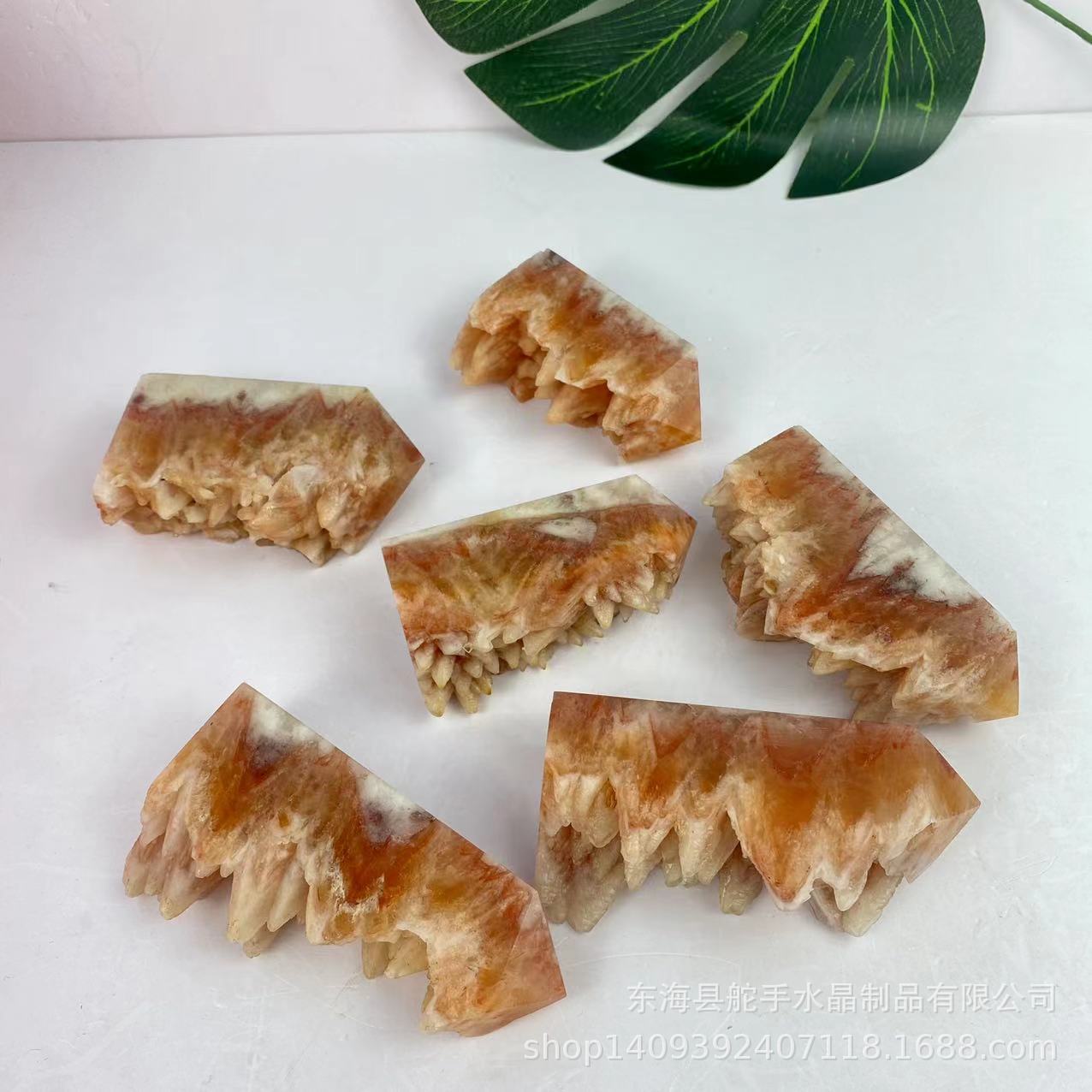 新品上新 天然水晶原石切割 狼牙方解柱子 家居消磁净化摆件