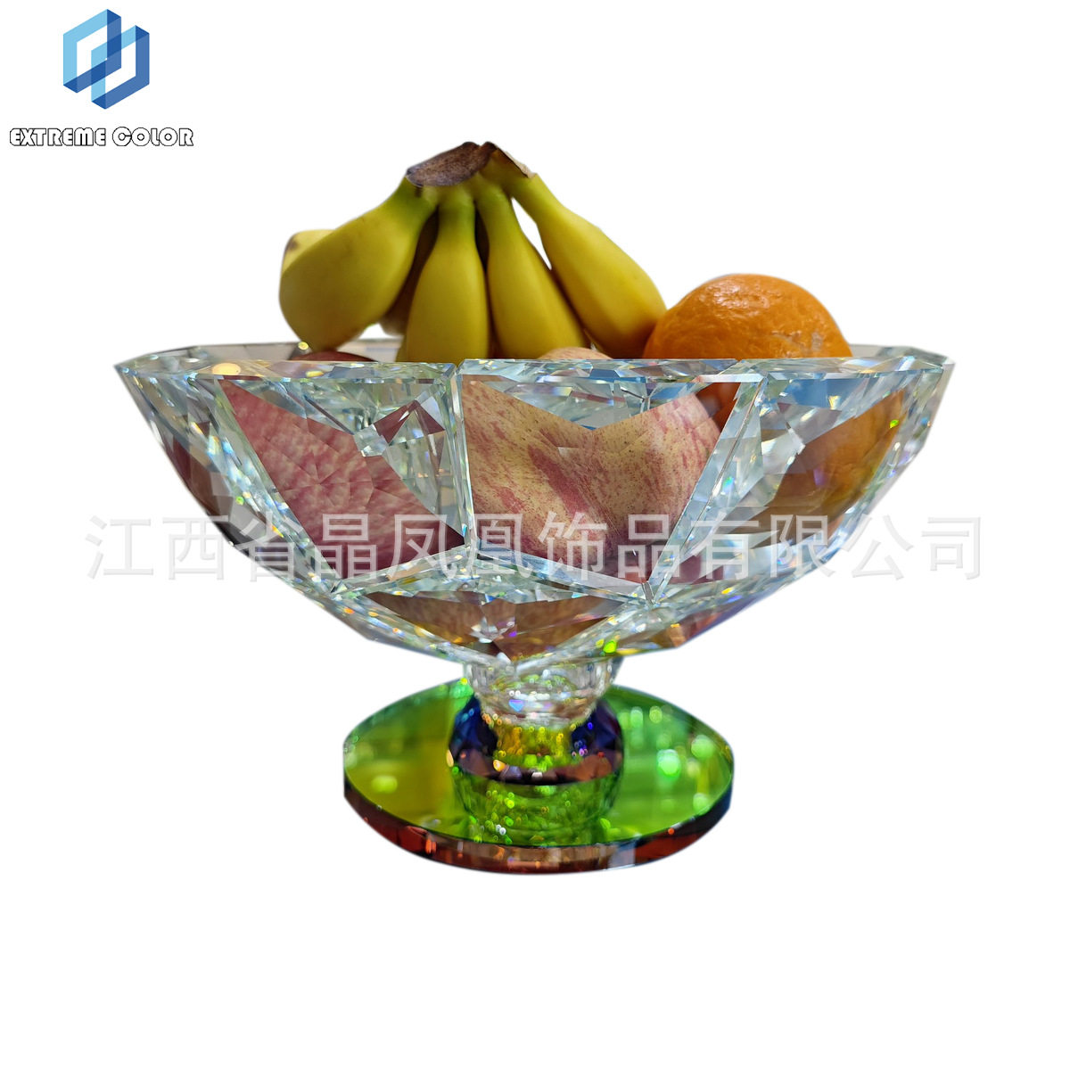 特大水晶切面果盘果斗创意摆件