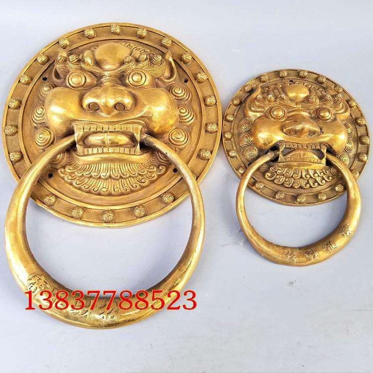 妙音铜艺铜狮头门环门把手拉环柜门拉环风水铜器工艺装饰摆件