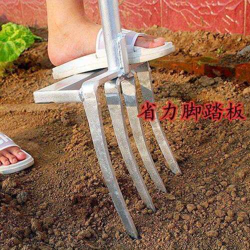新款翻土神器松土人工翻地开荒省力锻打五齿股叉挖葱蒜农用叉子