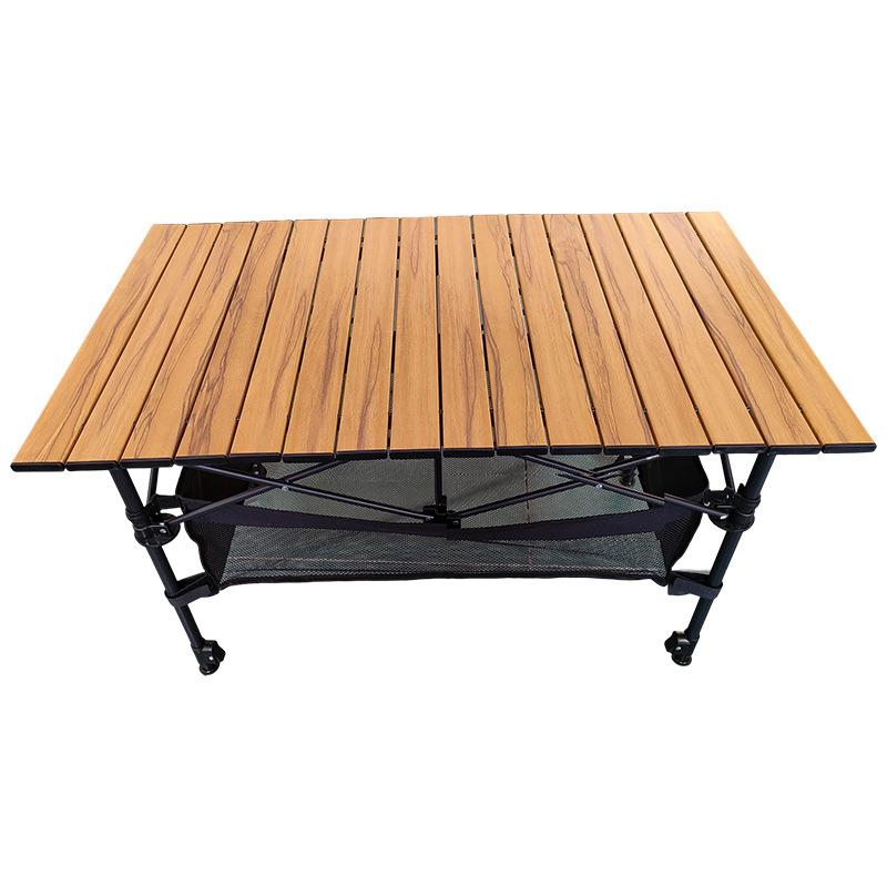 热销实木蛋卷桌户外旅行便携折叠桌自驾游车载野营铝合金桌子