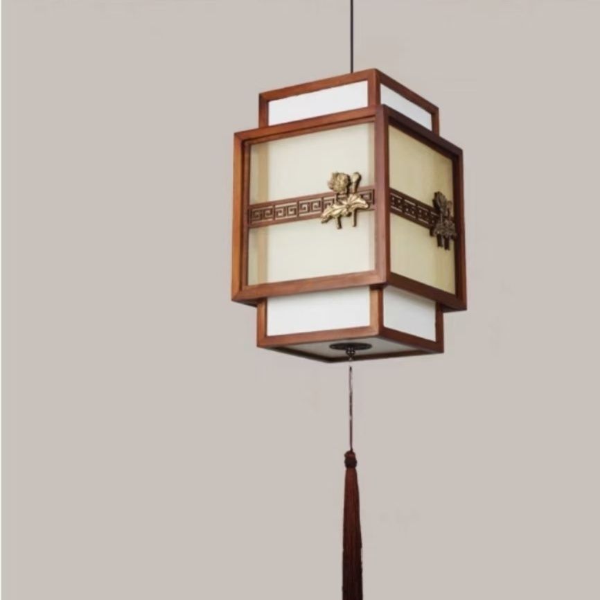 中式吊灯新中式古风吊灯送LED灯泡手工艺圆形木凌农