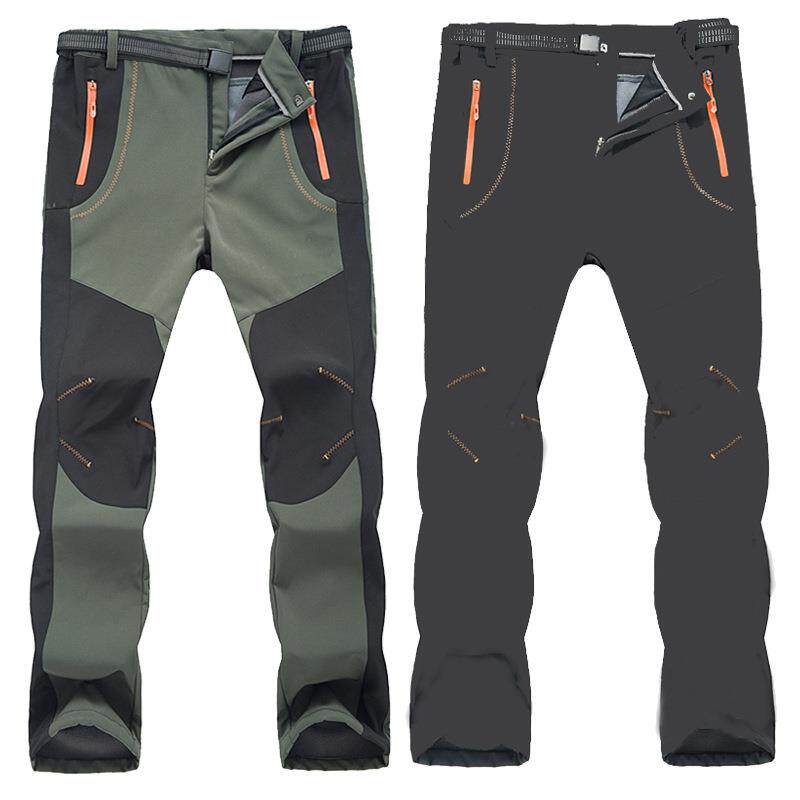 特大码秋冬户外撞色男女软壳冲锋裤登山滑雪裤加绒保暖休闲