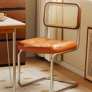 中古藤编椅子餐椅家用餐厅餐桌椅吃饭凳子靠背阳台休闲铁艺书桌无