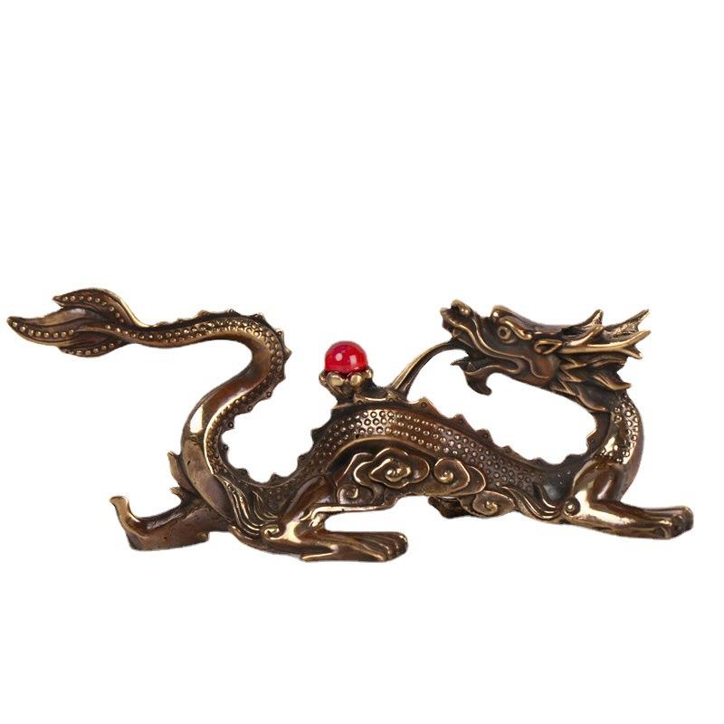 杨铜记铜神龙戏珠摆件十二生肖龙工艺品居家店铺装饰