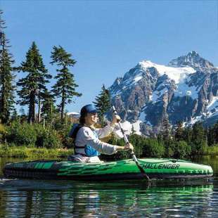 INTEX68305充气船橡皮划艇舟漂流船桨气泵68305挑战者单人独木舟