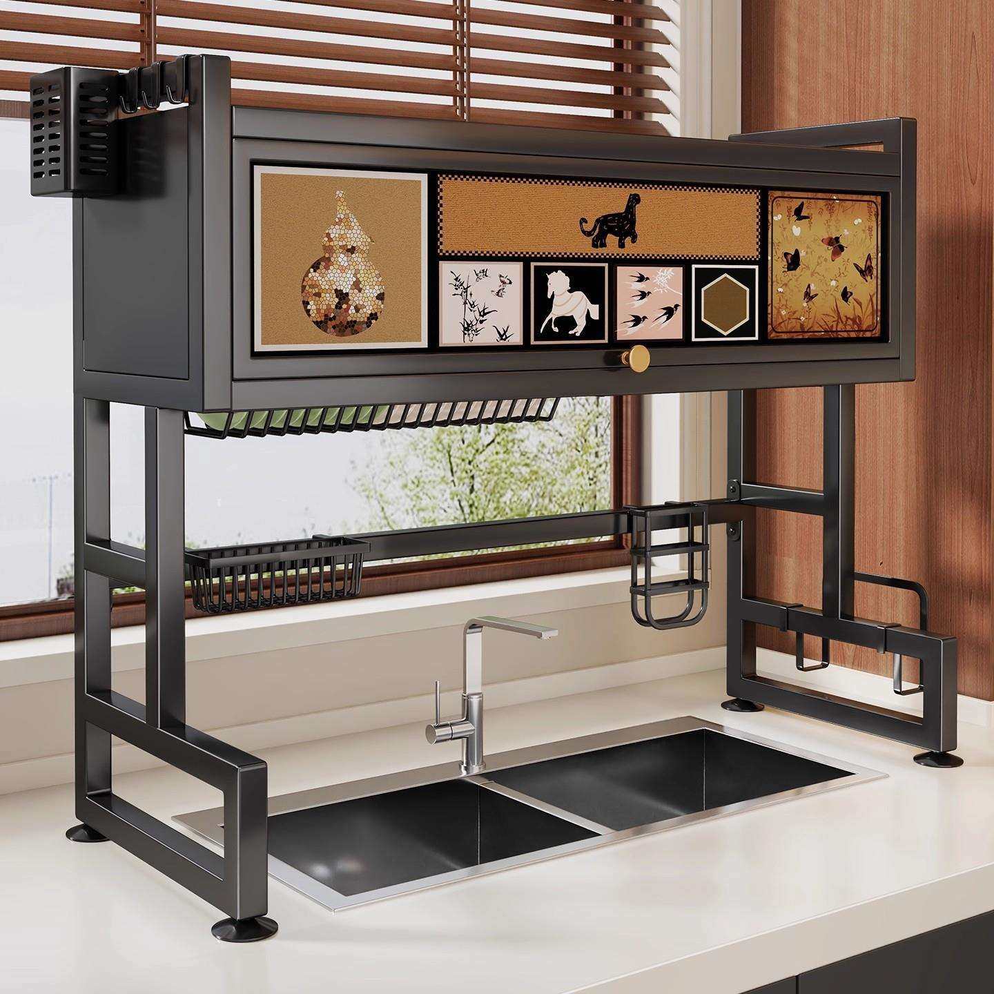 厨房水槽上方置物架碗碟收纳洗碗槽水池防尘碗柜家用多功能沥水架,收纳整理,烫衣板及配件,淘宝优惠券,粉丝福利购,淘宝优惠卷