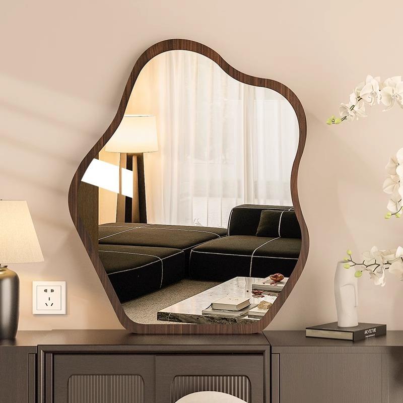 中古风化妆镜壁挂镜子主卧梳妆台镜子方形桌面装饰镜客厅玄关镜子