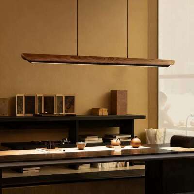 复古观月餐厅吊灯宋式美学茶室简约岛台吧台餐桌一字长条灯中古风